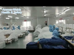 Type5/6 معطف أزرق مخطط SMS/MP يمكن التخلص منه مضاد للبكتيريا مع غطاء محرك السيارة