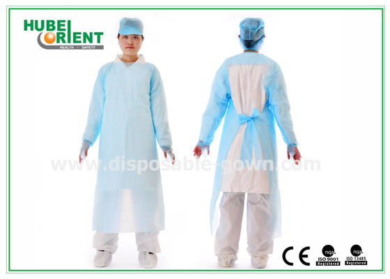 Apron Style Neck Disposable Medical CPE Gown With Thumb Cuffs